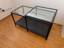 Couchtisch Glas Metall Holz schwarz