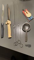 Messer, Sieb, 4 Spiesse, Messer m. Abstandshalter, Schärfer
