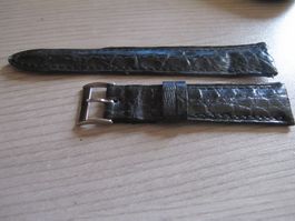 Favre Leuba Lederband mit Schliesse 19mm Vintage Neu Schwarz
