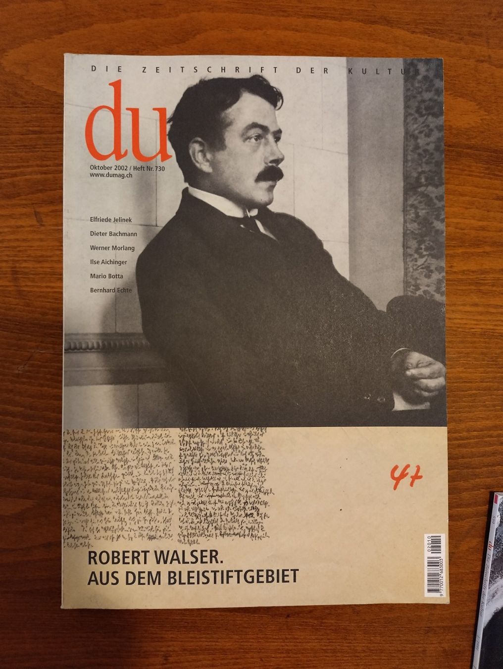 Riviste & Magazine: DU, Okt. 2002, Heft Nr. 730; Robert Walser – Usato da Wettingen venduto da Arthur054