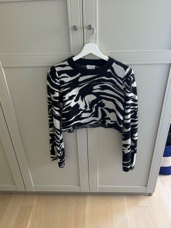 H&M cropped Zebra Strick-Pullover, Grösse S