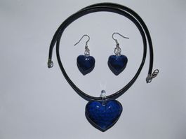 Set: Kette Herz mit Glasanhänger und Ohrringe *OVP*