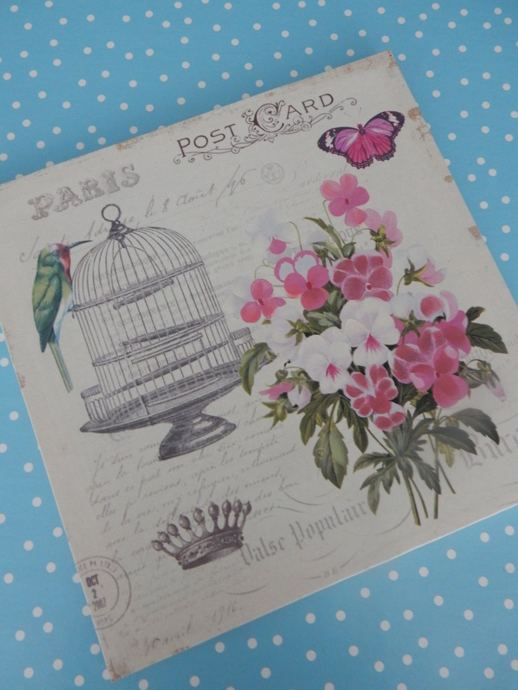 Posters & Illustrations: Bild Leinwandbild mit Veilchen Krone Vogelkäfig shabby chic – Neuf (Voir description) à Jona par simongarden