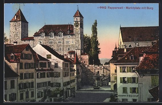 Cartes postales: Rapperswil, Blick auf den Marktplatz mit – D'occasion à Berlin par bartko-reher