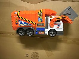Spielzeug-Müllwagen, Recycling, orange-weiß, guter Zustand