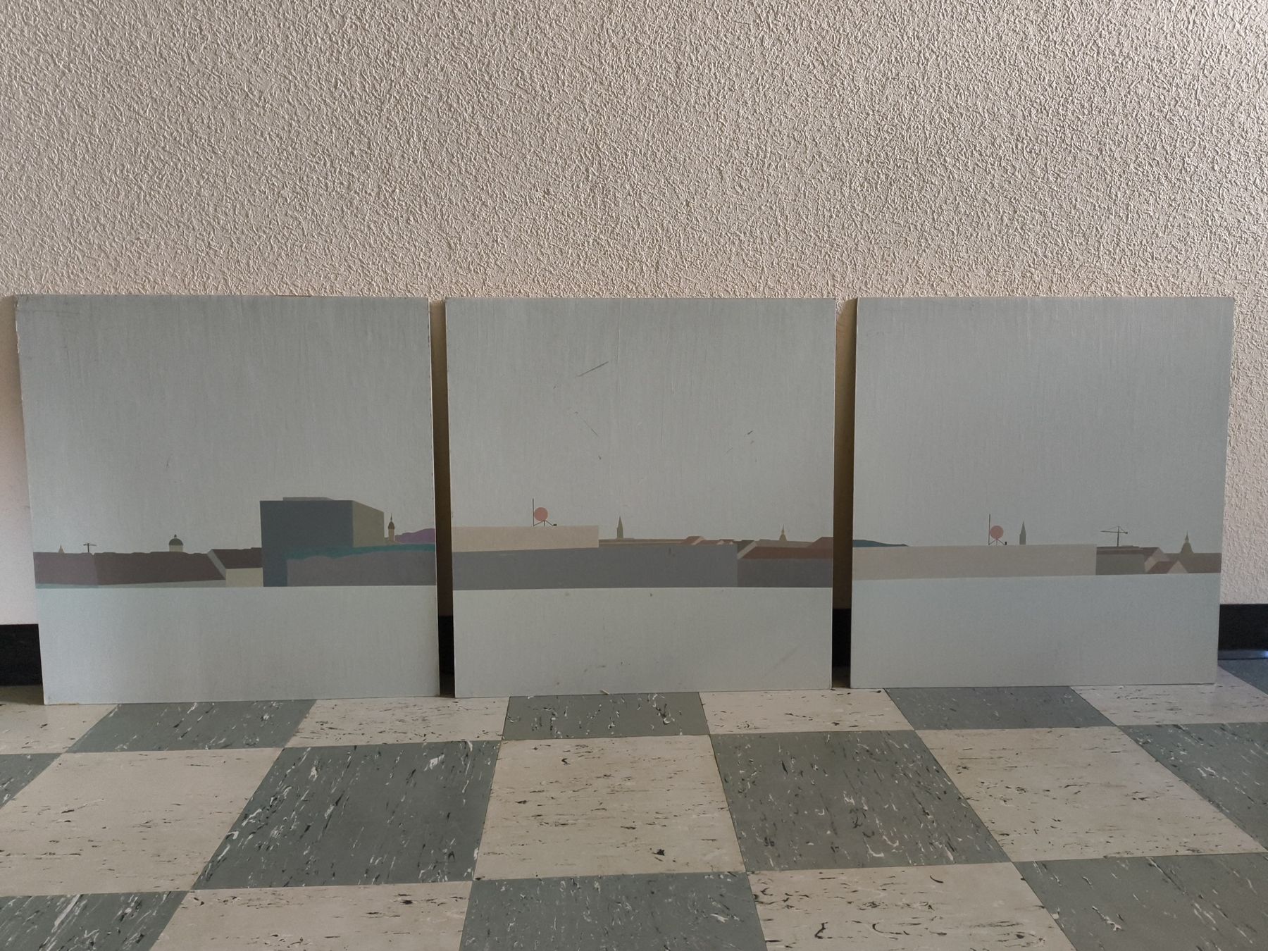 Dipinti: Triptychon Bild vermutlich gemalt Bern Grosse Schanze – Usato da stettlen venduto da VintageBern_ch