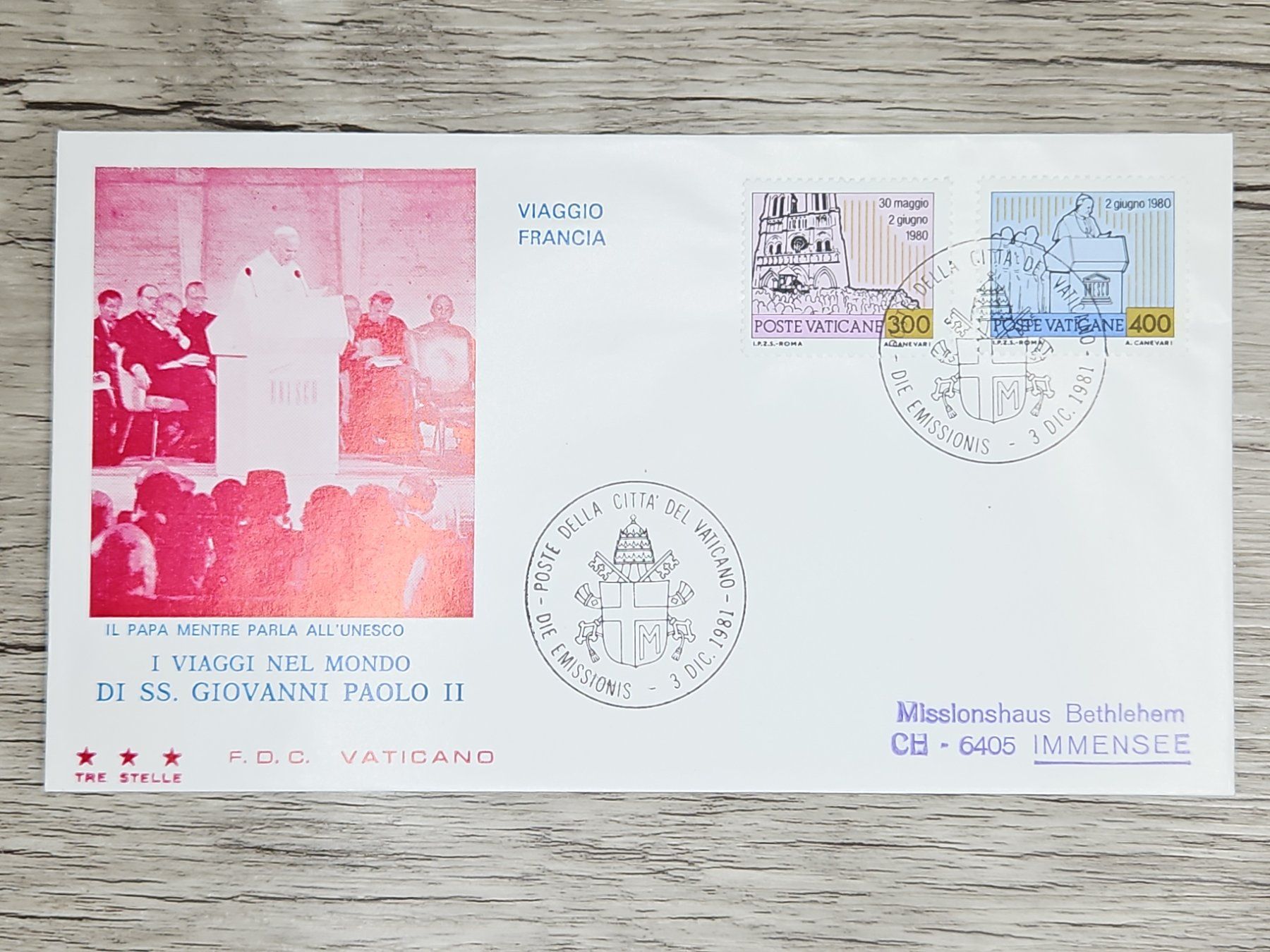 Tutti i francobolli: CL05 Enveloppe + Timbre Poste Vaticane 1981 – Usato da Cousset venduto da Patrick_Collections