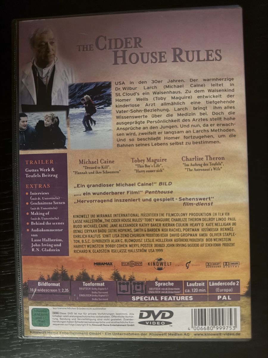 Tutti i DVDs: The Cider House Rules DVD guter Zustand – Usato da Lausen venduto da EisAmStiel94 1