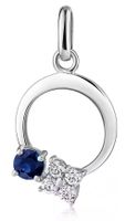Halsschmuck Anhänger Kreis mit Saphir mit s925 Kette