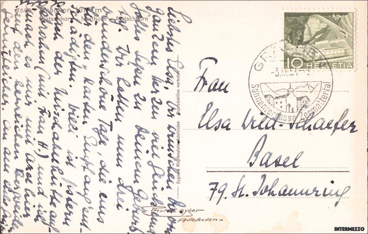 Cartoline postali: Grächen // Dorf 1617 m // 1954 – Usato da Basel venduto da intermezzo12 1