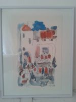 Zeichnung "Strassencafé" von Max Müller  - Original Unikat
