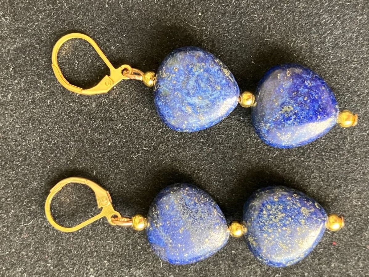 Ohrringe & -stecker: Herz Lapislazuli Ohrringe Edelstein Boucles Lapis-lazuli – Neu (gemäss Beschreibung) aus Prilly von ilyria73 5