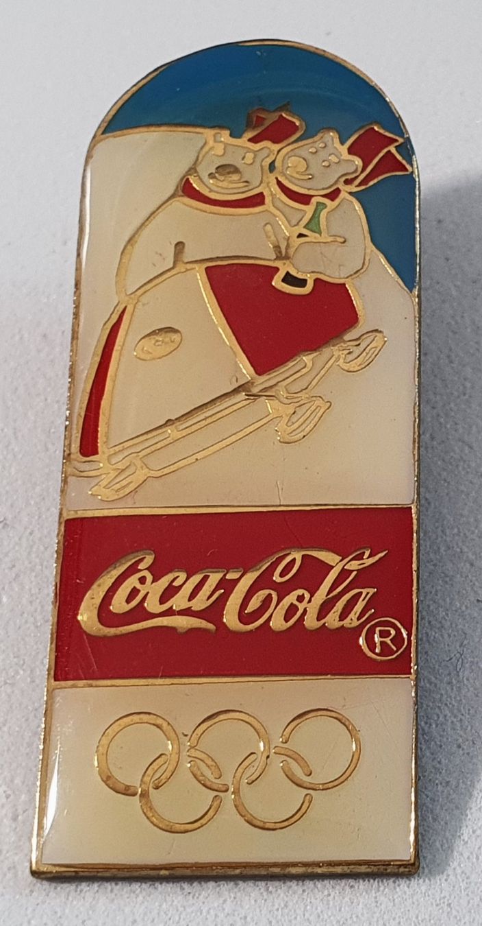 Placchette & Badge: Z526 - Pin Olympic Winter Games Coca Cola Eisbär – Usato da Reinach BL venduto da Boston-Verkauf