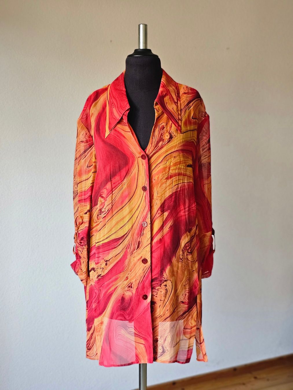 Vestiti: Vintage Kleid Bluse Orange Rot Gr. M-L – Usato da Ried-Brig venduto da Zzyzx 2