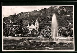 AK Glarus, Bahnhof und Volksgarten, 1952