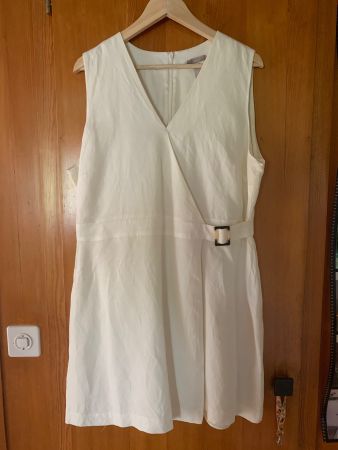 H&M Kleid ärmellos weiss Viskose Leinen, kaum gebraucht