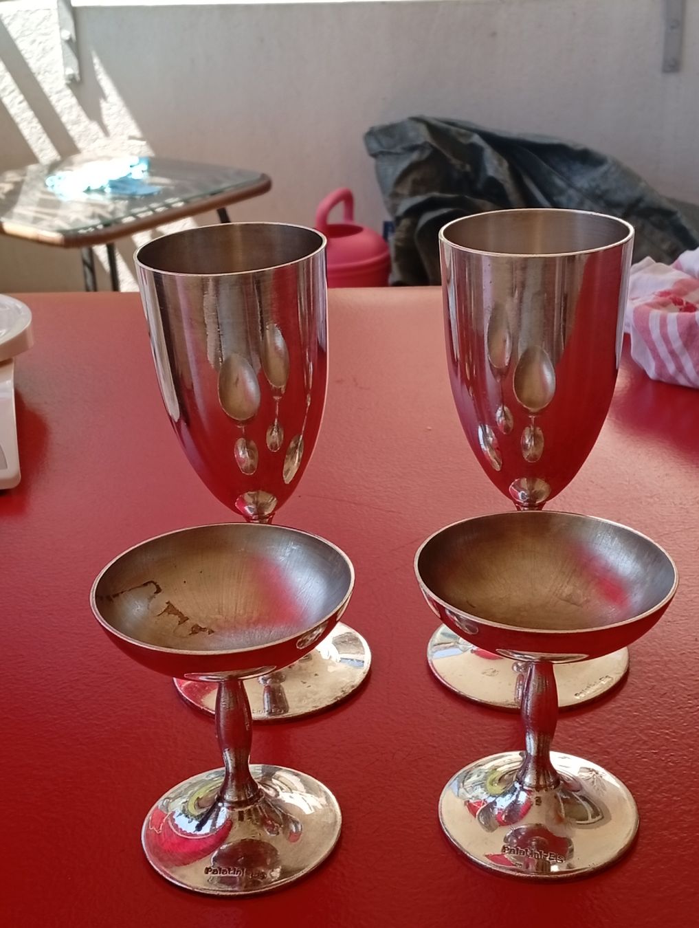 Geschirrsets: Set mit 4 Kelchgläsern versilbert Palatini 90 – Gebraucht aus Engelburg von CH.Me