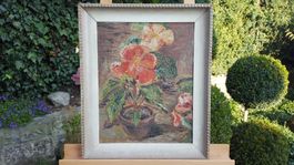 Blumenstillleben Oel auf Platte, signiert ... Fritz Schmid ?
