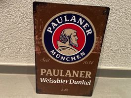 Paulaner Weissbier Blechtafel für Dekoration NEU! Top!