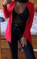 Blazer rouge vif avec détails zippés, taille 36