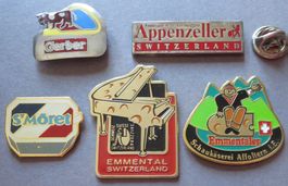 PIN SET VON 5 PINS KÄSE, GERBER EMMENTALER APPENZELLER S.MÖR