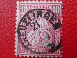 Fingerhut-Stempel auf Nr.38 (Sitzende) von KREUZLINGEN