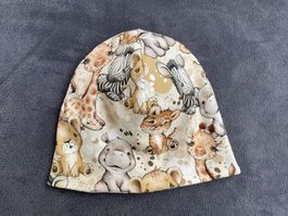 NEUE Beanie/Mütze Gr. 46 (ca. 10-18 Mt.), Safari-Tiere
