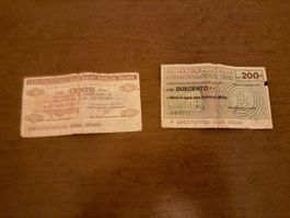 2 Banconote Lire 100 e 200 Banca Popolare Milano