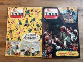 1953 Tintin Tim Magazin Marché sur la lune, Marque jaune rar