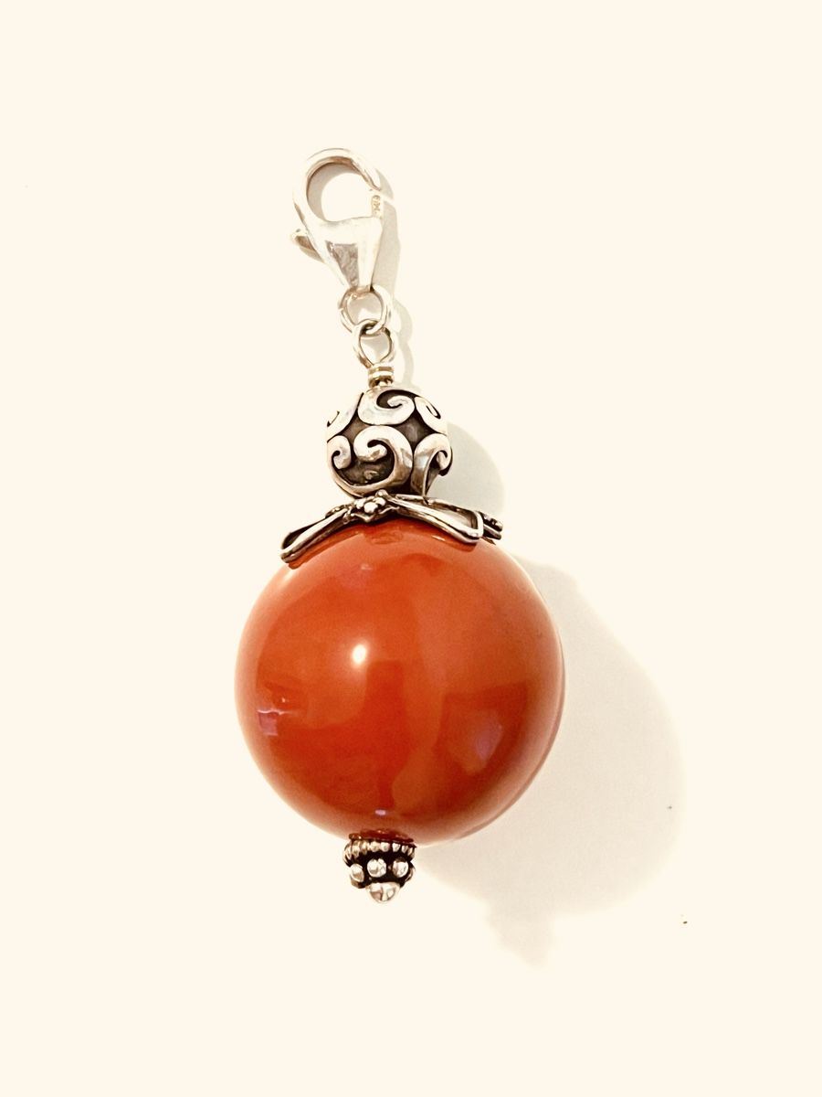Ciondoli: Red Agate Sterling Silver Filigree Pendant – Usato da Rüschlikon venduto da topswissvintage 1