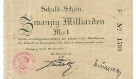 Triberg 20 Mrd.Mark+Stempel rot SerieF 15.10.1923 SS++-VZ