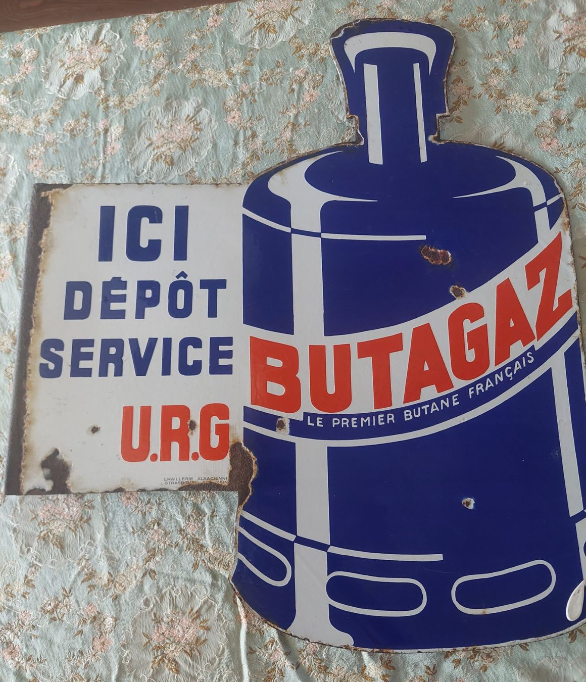 Insegne: Nasenschild- doppelseitiges Emailschild  ca. 1946 – Usato da Siblingen venduto da rantiques 2