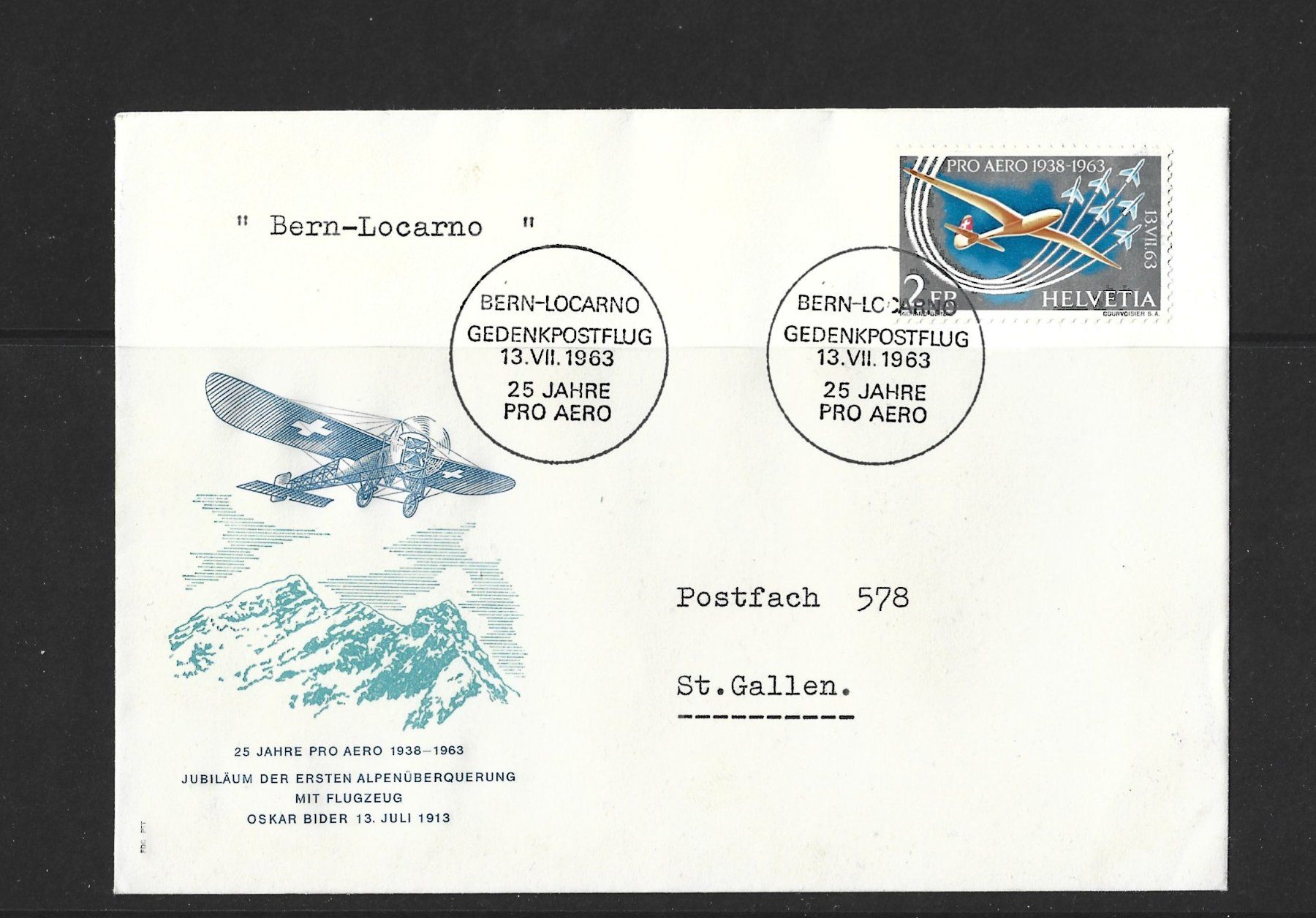 Tutti i francobolli: 1963 Gedenkpostflug nach St. Gallen – Usato da Rheinau venduto da loxis