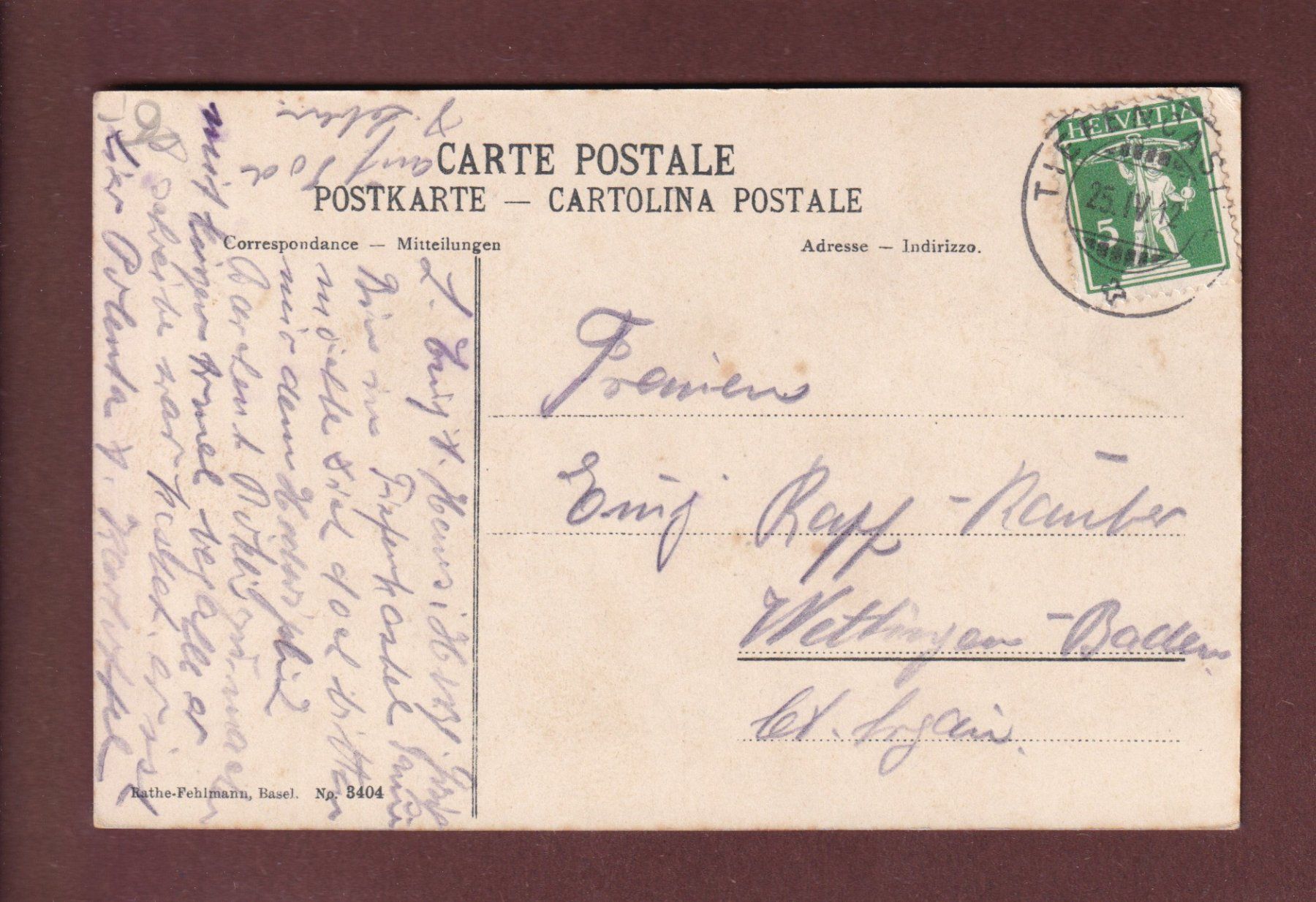 Cartoline postali: TIEFENCASTEL - 1912 – Usato da Pully venduto da nicecards-shop 1