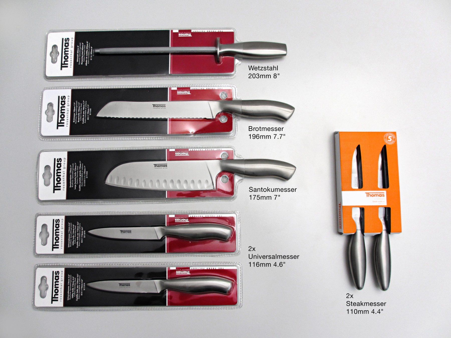 Coltelli da cucina: Qualitäts Küchenmesser (Rosenthal Group) – Nuovo e nell'imballaggio originale da Winterthur venduto da Nooitgedagt