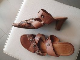 Mules à talon en cuir, marque Gabor, 38