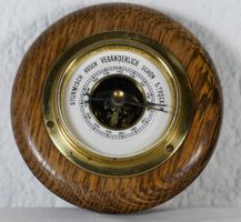 Vintage Barometer Holz Messing Wand Wetterstation Ø 10 cm