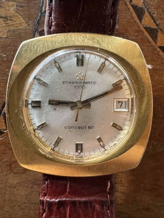 Montre Eterna-Matic 1000 Date Automatique Vintage En Acier - Pièce D'occasion