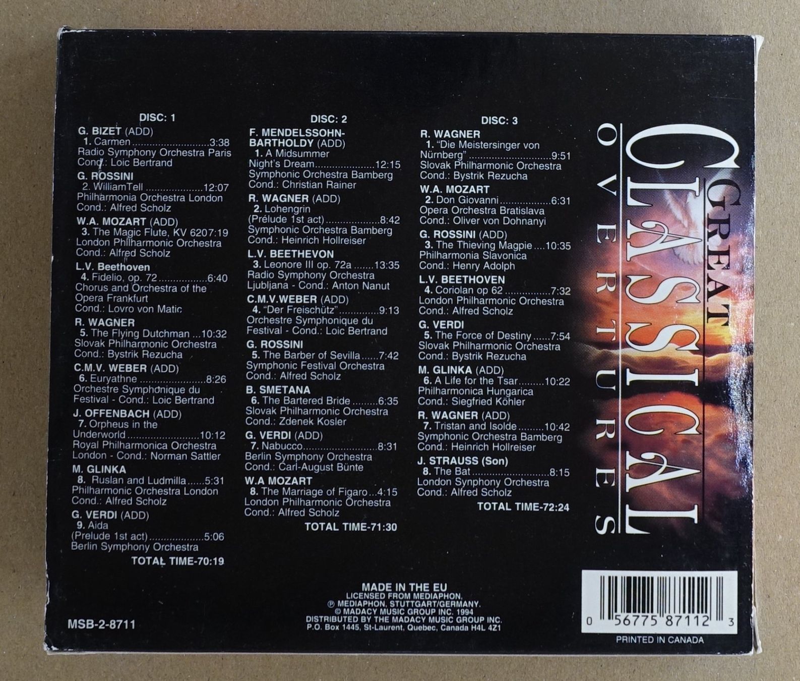 CD: Great Classical Overtures  (3 CDs) - F19 – Usato da Sessa venduto da fraenklishop 1