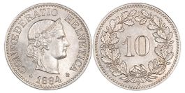 10 Rappen von 1884 (Stempelglanz)