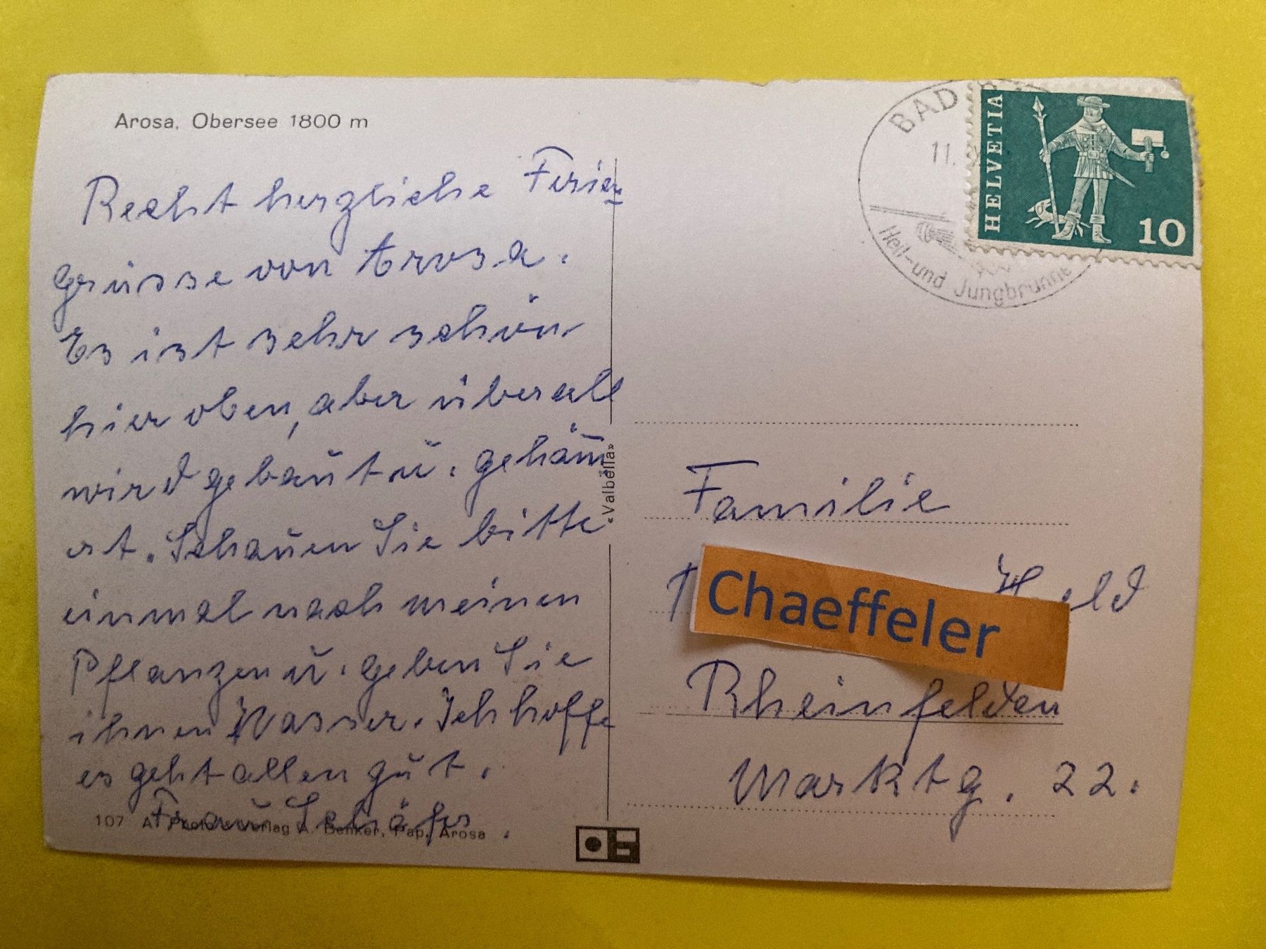 Cartes postales: Arosa, Obersee – D'occasion à Zürich par Chaeffeler 1