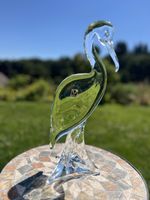 Glaskunst Vogel Stehend mit Etikett ca. 23 cm Höhe