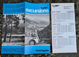 50er / 60er Jahre Faltprospekt PTT Excursions & Fahrplan