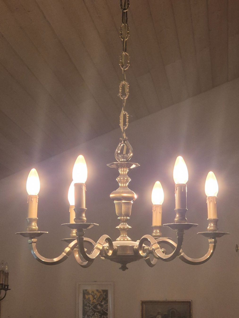 Lustres & lampes de plafonds: Messing Kronleuchter 6-flammig – D'occasion à Steinach par ACMO32O 1