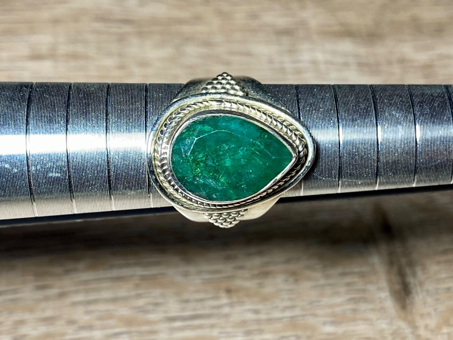 Anelli: Orientalischer Silber 925 Ring mit natürlichem Smaragd – Nuovo e nell'imballaggio originale da Laax venduto da Kiki_Kingdom3