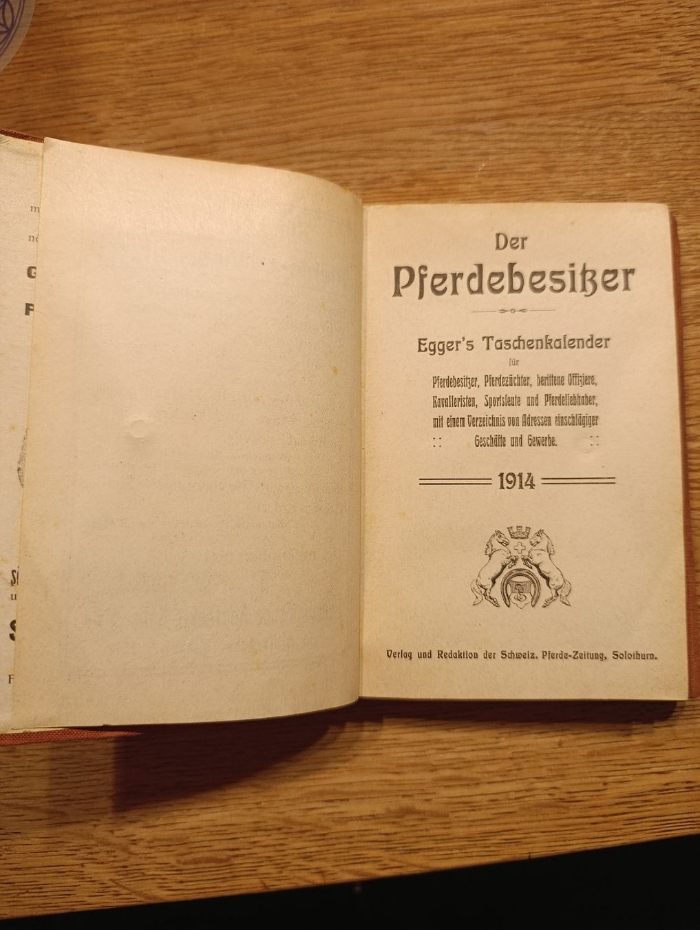 Libri: Antiker Pferdebesitzer Taschenkalender von Egger, 1914 – Usato da Dietwil venduto da Larilon 6