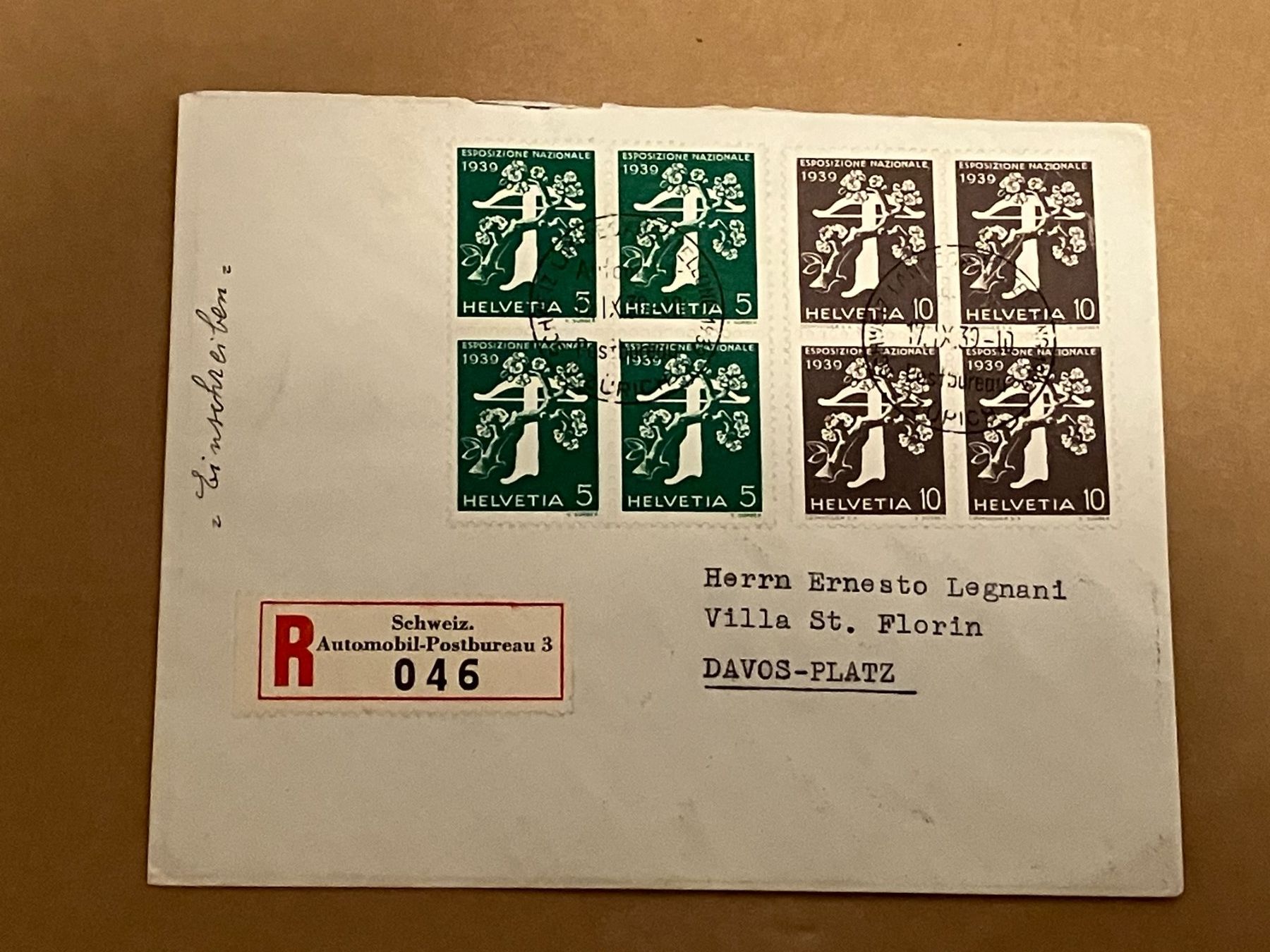 Alle Briefmarken: Viererblock Einschreiben Davos Platz – Gebraucht aus Koblenz von Markenhimmel