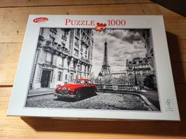 Puzzle Paris Eiffel Tower Auto 1000 Teile neuwertig