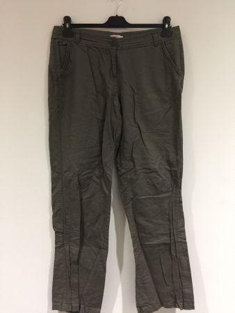 S Oliver Vintage Sommer Hose Leinen BW Mix olive grün Gr 40