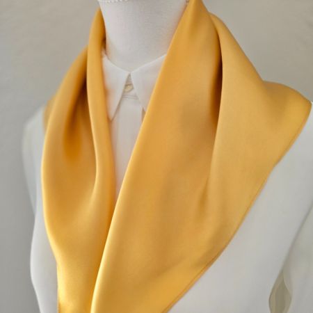New 53cm Silk Scarf Square Mustard Yellow Plain Color